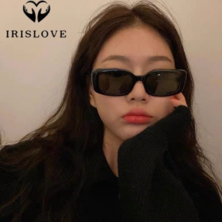 Irislove แว่นตากันแดด UV400 ทรงสี่เหลี่ยมผืนผ้า สีดํา ป้องกัน UV400 เครื่องประดับ สําหรับผู้หญิง และผู้ชาย