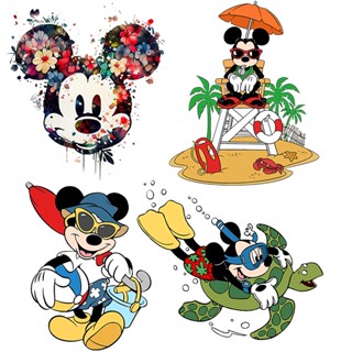 แผ่นสติกเกอร์ไวนิล ลายการ์ตูนมิกกี้เมาส์ สําหรับตกแต่งกระเป๋…