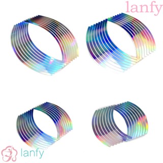 Lanfy สติ๊กเกอร์เลเซอร์สะท้อนแสงแฟชั่น 16 Stripes 10/12/14/18 นิ้วสําหรับตกแต่งล้อรถยนต์รถจักรยานยนต์