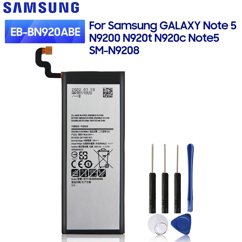 แบตเตอรี่ EB-BN920ABA สำหรับ Samsung GALAXY หมายเหตุ5 SM-N9208 N9208 N9200 N920t N920c Note5 EB-BN92