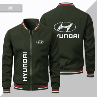 เสื้อแจ็กเก็ต ขนาดใหญ่ ลายโลโก้รถยนต์ Hyundai สําหรับผู้ชาย 2023