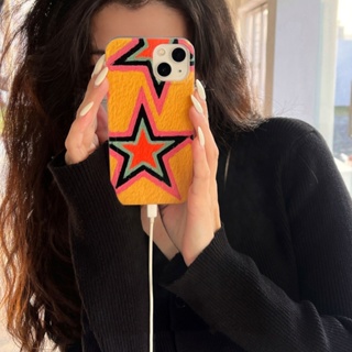 Retro Personalized Orange Five-Pointed Star Phone Case For  Iphone 14pro Max Phone Case for Iphone11/12/13 Female XS/Xr/X