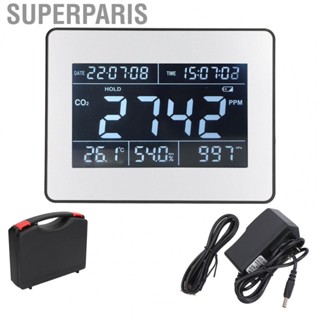 Superparis CO2  Indoor -Quality Detector With Humidity Temperature Time Display