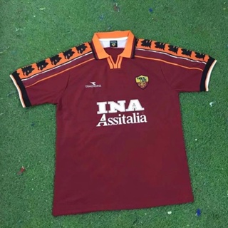 เสื้อกีฬาแขนสั้น ลายทีมชาติฟุตบอล Roma 98-99 แนวเรโทร แห้งเร็ว สําหรับผู้ชาย ไซซ์ S - XXL