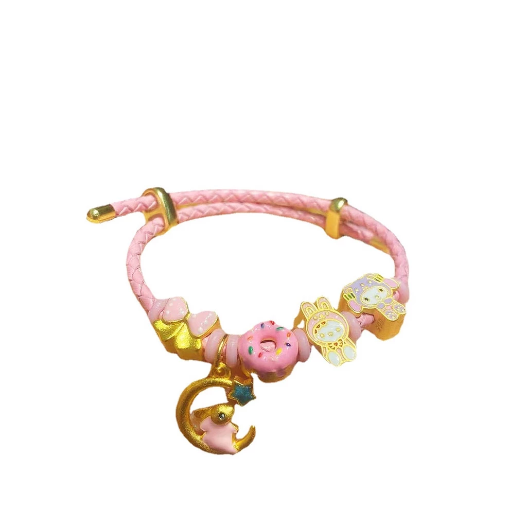 สร้อยข้อมือจี้โดนัทประดับโบว์ สีทองสไตล์จีนโบราณ thumbnail 6