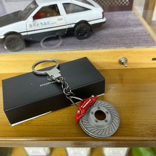 Porsche caliper model key chain macan Cayenne Cayman taycan 718 Boxster 911 Panamera turbo red brake disc hub key pendant car shop gift