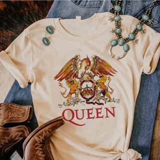 เสื้อยืด พิมพ์ลายมังงะ Freddie Mercury Queen Band สไตล์ฮาราจูกุ สําหรับผู้หญิง y2k