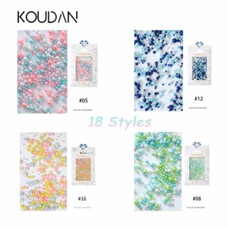 Koudan สติกเกอร์คริสตัล ไข่มุก พลอยเทียม ทรงกลม สําหรับตกแต่งเล็บ DIY