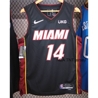 ขายดี เสื้อกีฬาแขนสั้น ลายทีม NBA TNT Jersey 75 th Miami Heat AU Player Edition Number NO #14 Tyler Herro ของแท้ สีดํา 981032