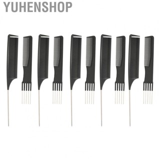 Yuhenshop Metal Tail Combs Set  Parting Alloy Comfortable Handles 10pcs Hair Styling Pin Teasing Combs Set Lightweight  for Barbershop