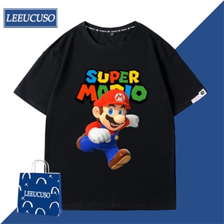 เสื้อยืดแขนสั้น ผ้าฝ้าย พิมพ์ลาย Mario แฟชั่นฤดูร้อน สําหรับผู้ชาย และคู่รัก