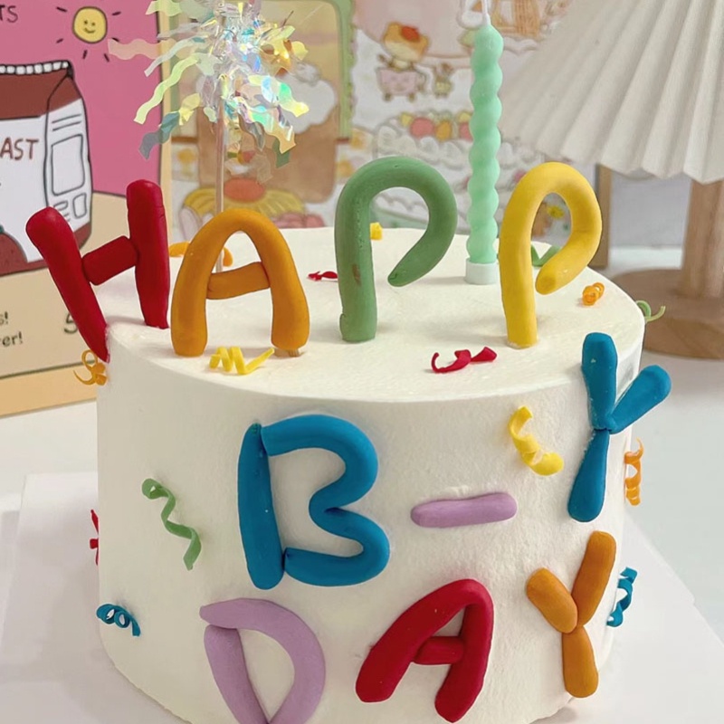 ตัวอักษร Happy Birthday หลากสี สําหรับตกแต่งเค้ก ขนมหวาน