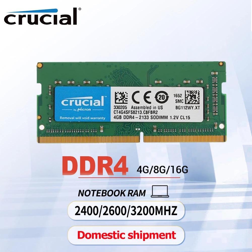【การจัดส่งในกรุงเทพฯ】Crucial 4 8 16GB หน่วยความจำ RAM DDR4 SODIMM 2400 2666 3200MHz สำหรับแล็ปท็อป PC4-19200 21300