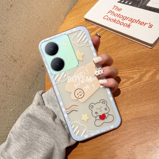 ใหม่ พร้อมส่ง เคสโทรศัพท์มือถือ ซิลิโคนนิ่ม ใส ลายหมีแฮปปี้น่ารัก สําหรับ VIVO Y27 4G 5G Y36 4G 5G Y02t 2023 Y275G