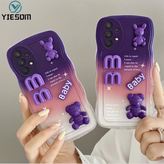 เคสโทรศัพท์มือถือ ซิลิโคนนุ่ม ลายการ์ตูนหมี กระต่าย 3D ไล่โทนสี สําหรับ Samsung Galaxy A23 A33 A53 A73 A52 A52S 5G A22 A12 A32 4G