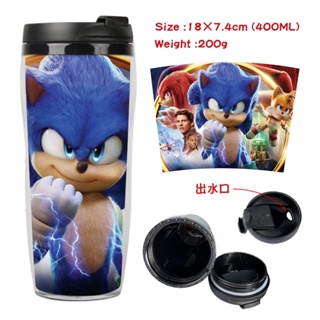 ขวดน้ําพลาสติก สองชั้น ขนาดใหญ่ จุของได้เยอะ แบบพกพา ลายการ์ตูน Super Sonic Darkspine Sonic สีเขียว แบบสร้างสรรค์ สําหรับเล่นกีฬา