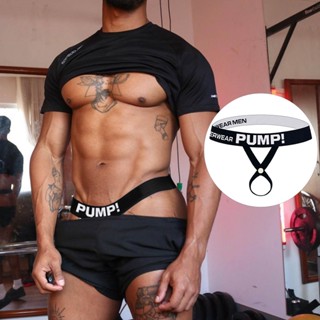 Pump ขายดี กางเกงชั้นในจีสตริง เซ็กซี่ ลายโลโก้ Jockstrap สําหรับผู้ชาย MP01