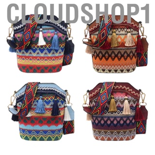 Cloudshop1 Women Ethnic Woven Bag  Women Ethnic Shoulder Bag Polyester Tassel Adjusted Wear Resistant Embroidered  for Beach for Ladies