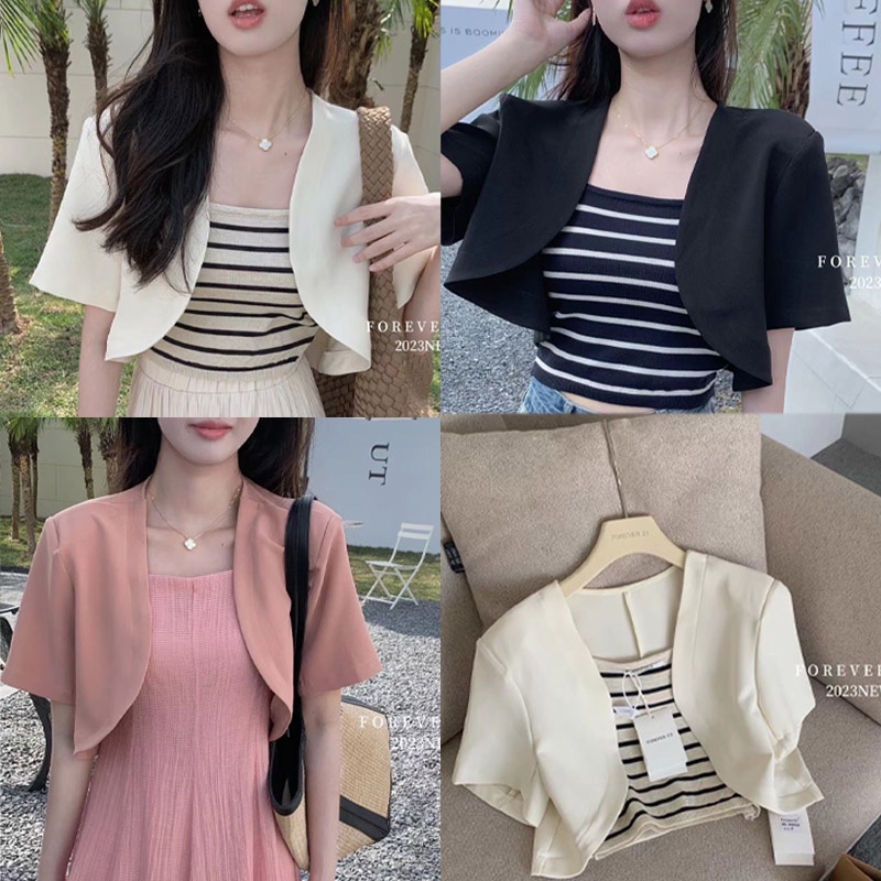 [จัดส่งจากไทย] Fulllove สไตล์เกาหลี Blazer เสื้อคลุมแขนสั้น เสื้อสูท causual style