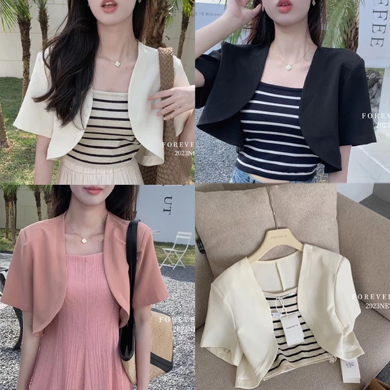 [จัดส่งจากไทย] Fulllove สไตล์เกาหลี Blazer เสื้อคลุมแขนสั้น เสื้อสูท causual style