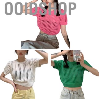 Ooidshop Hollow Out Short Sleeve Top  Women Hollow Top Soft Fashion Prevent Deformation Retro  for Shopping for Outdoor for Girls