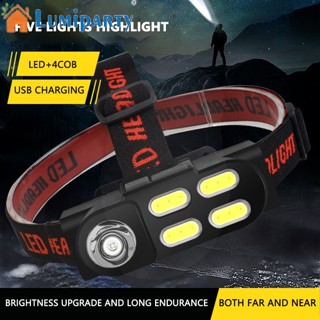 Lumiparty ไฟฉายคาดศีรษะ Led Cob ชาร์จ Usb สําหรับปีนเขา วิ่ง ตั้งแคมป์