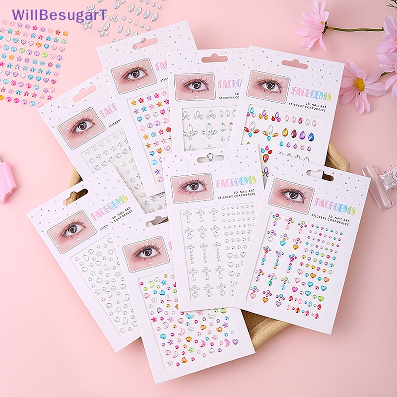[WillBesugarT] สติกเกอร์คริสตัล ไข่มุก เพชร สําหรับสักร่างกาย ดวงตา แต่งหน้า เทศกาล [ใหม่]