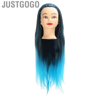 Justgogo Hair Mannequin  Free Cutting Hairdressing Mannequin Braiding Practice Colorful Hairs Training Tool  for Salon