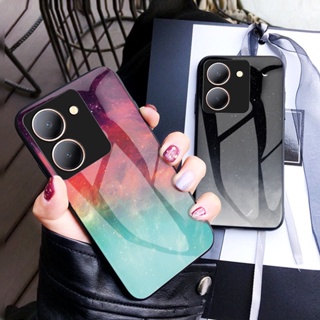 เคสโทรศัพท์มือถือกระจกนิรภัยแข็ง กันกระแทก ลายดาวอวกาศ ไล่โทนสี สําหรับ Vivo Y78 Y36 Y 36 VivoY36 4G 5G