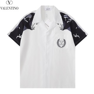 Valentino เสื้อเชิ้ตโปโล แขนสั้น พิมพ์ลาย ของแท้ 100% สําหรับผู้ชาย และผู้หญิง