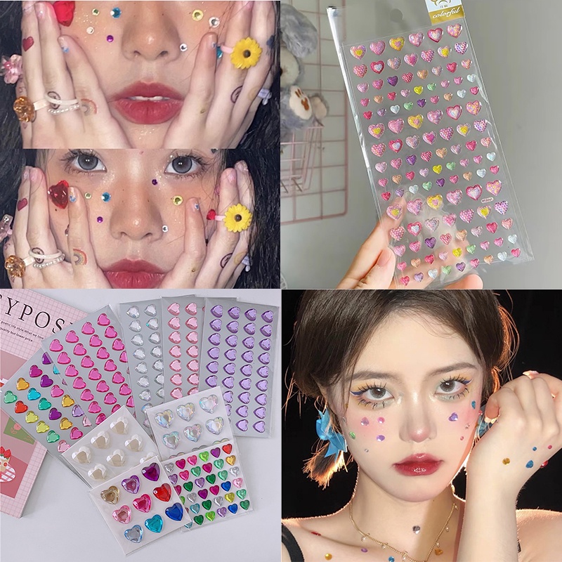 Dazzle สีสันรักเงาคริสตัลโปร่งใสวางสติกเกอร์คิ้วสาวตกแต่ง DIY บัญชีแยกประเภทมือ
