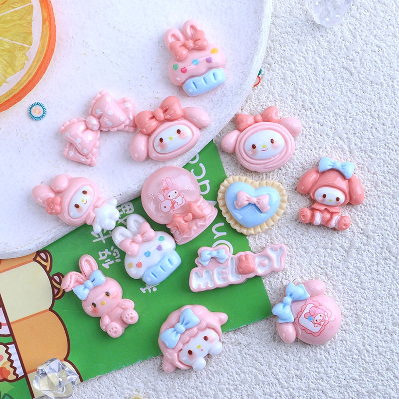 สติกเกอร์เรซิ่น ลายการ์ตูนกระต่าย โบว์ diy สําหรับติดตกแต่งเค้ก แก้วน้ํา เครื่องประดับ ขายส่ง