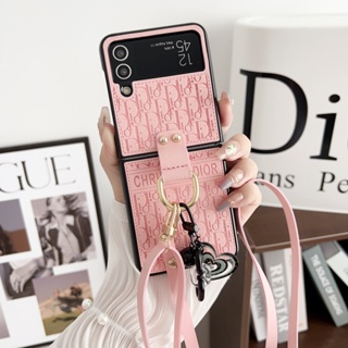 เคสโทรศัพท์มือถือแบบแข็ง ผิวด้าน พร้อมสายคล้อง หรูหรา สําหรับ Samsung Galaxy Z Flip 1 2 3 4 5G Z Flip4 ZFlip3 ZFlip2