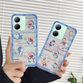 เคสโทรศัพท์มือถือแบบนิ่ม TPU ลายการ์ตูนโดราเอมอนน่ารัก สีฟ้า สําหรับ VIVO Y36 Y78 V27 V27e Y02A Y02T X90 Pro iQOO Z7 Z7x 5G 4G VIVOV27 VIVOY36