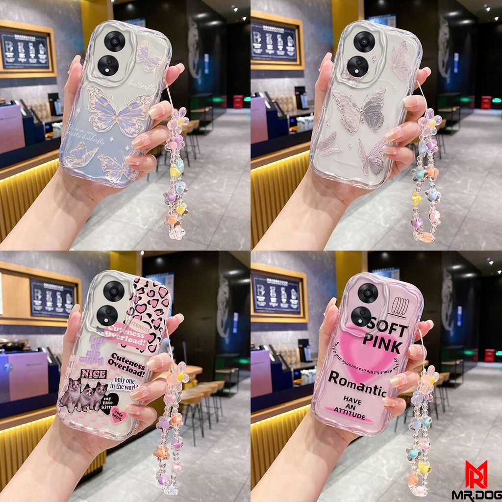 เคส OPPO RENO 8T 5G น่ารักครีมโทรศัพท์กรณี + สร้อยข้อมือ TY3