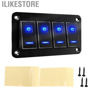 Ilikestore Toggle Switch Panel  Aluminum Alloy 4 Gang Rocker Switch Panel 20A Rated Current 5 Pins  for Car