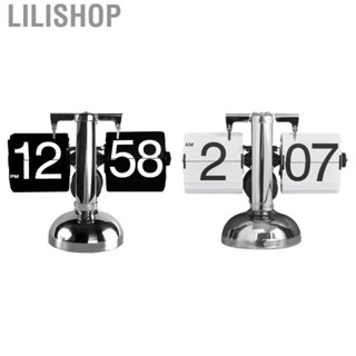 Lilishop Mechanical Flip Clock  Retro Auto Accurate Single Foot Large Numbers Stainless Steel Flip Clock  for Livingroom