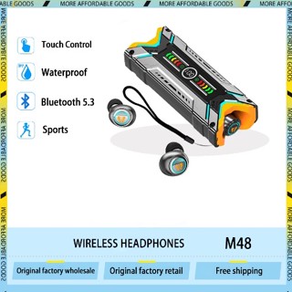 M48 TWS ชุดหูฟังสเตอริโอไร้สาย บลูทูธ 9D กันน้ํา พร้อมไมโครโฟน สําหรับโทรศัพท์มือถือทุกรุ่น