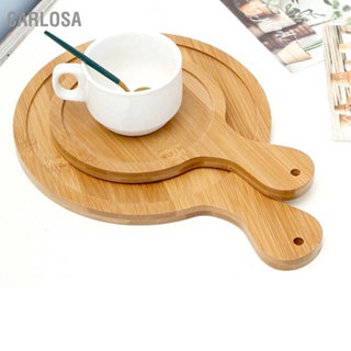 CARLOSA Bamboo Wood Pizza Tray Clear Texture Comfortable Hand Feeling Round Wooden Serving Plate