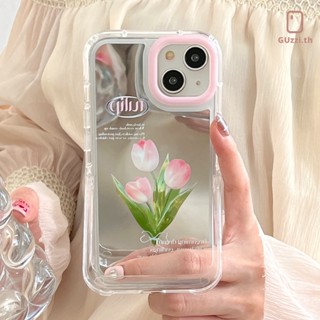 เคสโทรศัพท์มือถือ TPU ลายดอกทิวลิป พร้อมกระจกแต่งหน้า สําหรับ IPhone 14 11 14 Promax 13 12 Pro Max