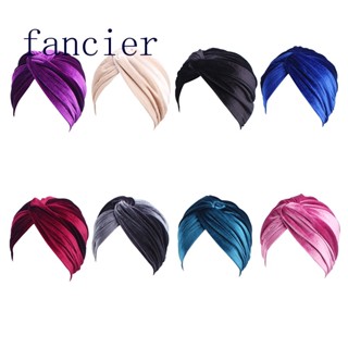 Fancier หมวกผ้าโพกหัว ผ้ากํามะหยี่ แบบยืดหยุ่น สําหรับผู้หญิง 1 ชิ้น