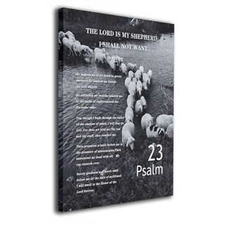 Psalm 23 The Lord is My Shepherd Sheep Grazing ภาพวาดผ้าใบ กรอบไม้ สไตล์โมเดิร์น สําหรับตกแต่งผนังบ้าน ห้องนอน ออฟฟิศ