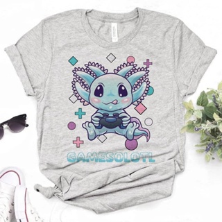 เสื้อยืด พิมพ์ลายกราฟฟิค Axolotl สไตล์ญี่ปุ่น สําหรับผู้หญิง