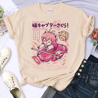 เสื้อยืด พิมพ์ลายมังงะ Cardcaptor Sakura สไตล์ญี่ปุ่น สตรีท สําหรับผู้หญิง