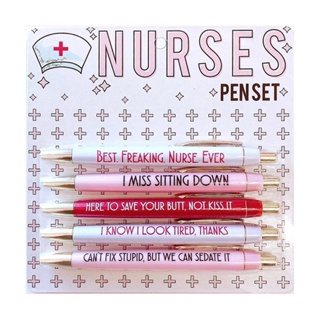 5pcs Practical Funny Portable Daily School Office Quotes Medium Nib Desk Accessories Doctor Nurse Themed Ballpoint Pen