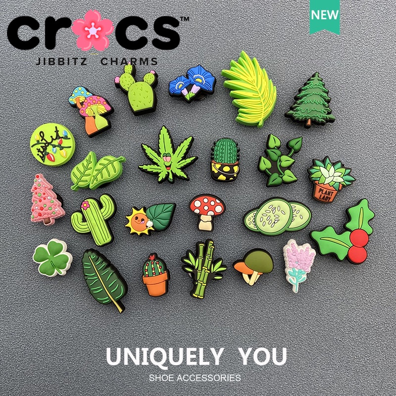 Jibbitz crocs charms หัวเข็มขัดรองเท้า อุปกรณ์เสริมรองเท้า พืชสีเขียว ดอกไม้ ซีรีส์ น่ารัก ตกแต่งรองเท้า หัวเข็มขัด