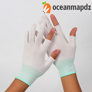 OCEANMAPDZ ถุงมือไนล่อน ระบายอากาศ สวมใส่สบาย สามนิ้ว ขี่จักรยานกลางแจ้ง ป้องกันแสงแดด ถุงมือหยิบชา สีพื้น ไร้นิ้ว ถุงมือป้องกันการลื่นไถล สําหรับผู้ชาย