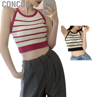 Concon Women Knitted Short Tank Top  Versatile Soft  Fitting Sleeveless Vest Elegant Fashionable Waist for Summer Outdoor