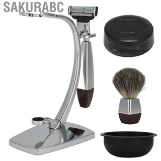 Sakurabc Beard Cleaning Tool  Shaving Bowl Light Weight Kit 100g Soap Manual Shave Razor Brush Stand Sturdy for Men