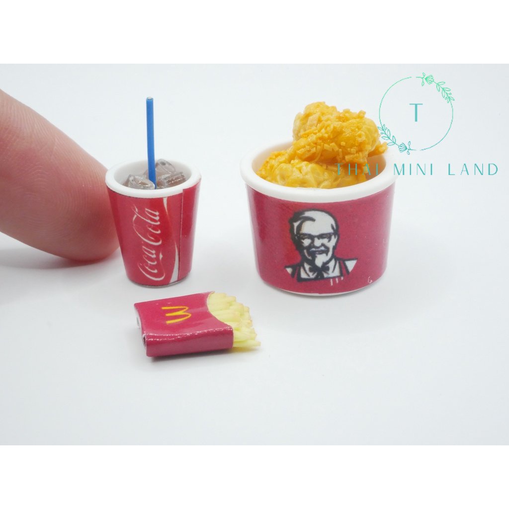 แยกขาย!! ชุด Fast Food จิ๋ว อาหารจิ๋ว ไก่ทอดจิ๋ว เฟรนช์ฟรายส์จิ๋ว โค้กจิ๋ว ไก่ทอด เฟรนช์ฟรายส์ โค้ก 